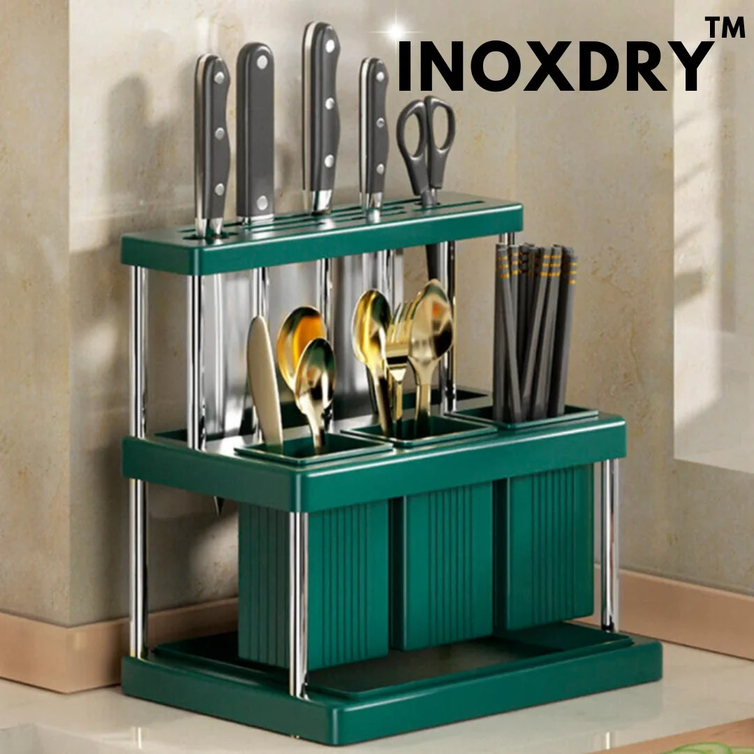 InoxDry™ - No más Cubiertos Manchados ni Cuchillos Deteriorados por el Agua Estancada.